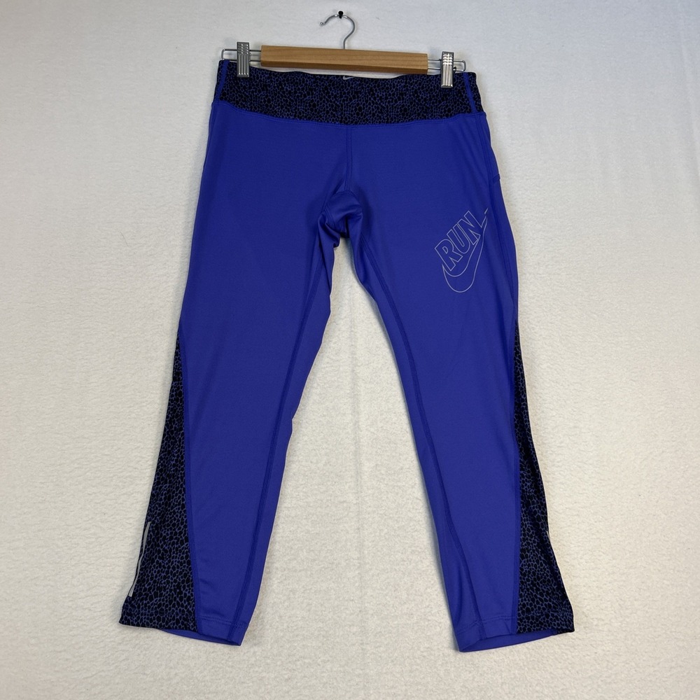 Nike Leggings Womens M Dri-Fit All Night Racer Run Cropped Pants 708278 Purple